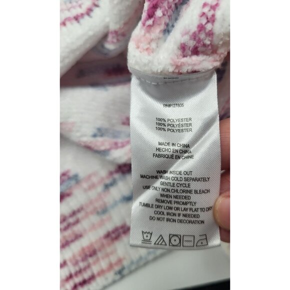 DKNY Girls SZ LG 14-16 Multicolor Pink Confetti Hooded Chenille Sweater Pullover - Picture 7 of 8